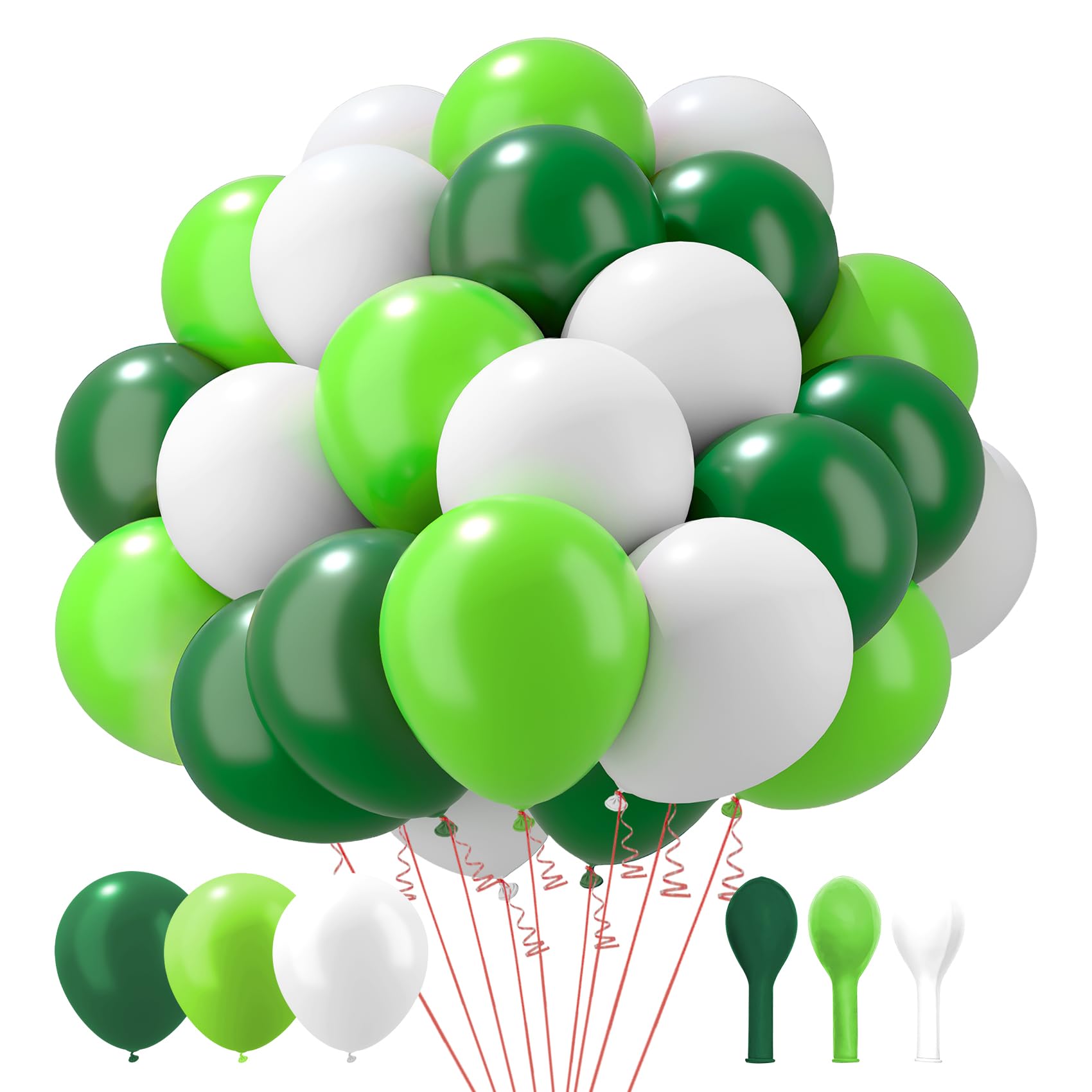 Photo 1 of 60PCS Green Balloons St Patricks Day Decorations Sage Dark Light Emerald Lime Hunter Forest Green Balloon Foil Latex Metallic for St. Patrick's Day Jungle Safari Summer Graduation Party Supplies Favor