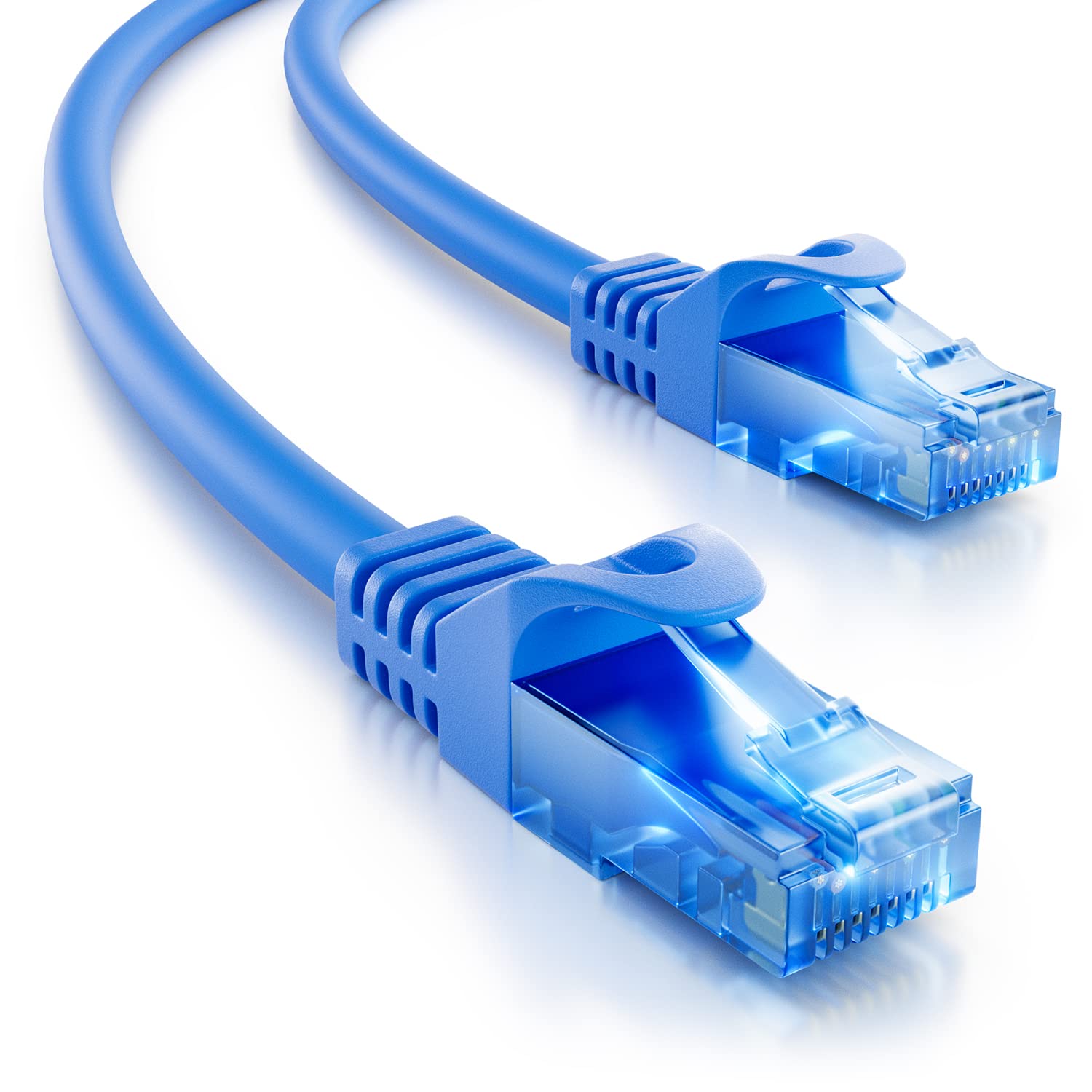 deleyCON 15m (49.21 ft.) CAT.6 Ethernet Gigabit LAN Network Cable RJ45 CAT6 Patch Cable Compatible to CAT.5 CAT.5e CAT.6a Cat.7 - Blue