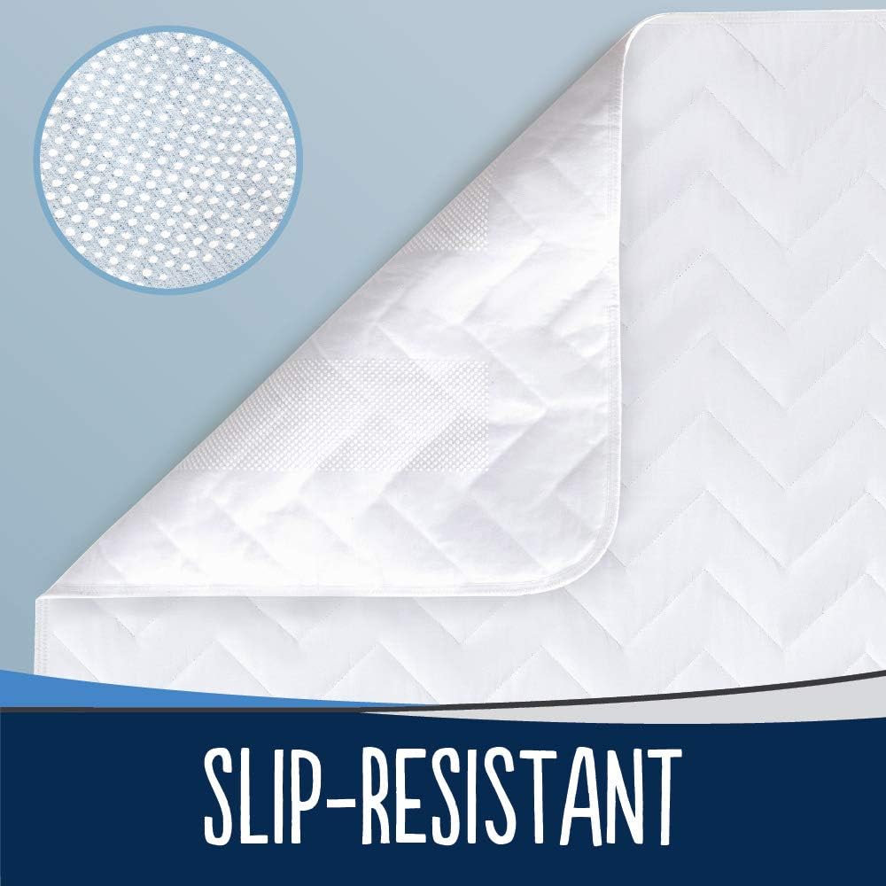 MIGHTY MONKEY Slip-Resistant Incontinence Pad for Bed Wetting, 52x34, Oeko Tex Certified, Reusable Waterproof Cover, Washable Soft Cotton Blend Protector Pads for Bed, Kids, Elderly, Pet Housebreaking : Baby
