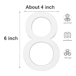 6 Inch White Adhesive House Numbers - White Address