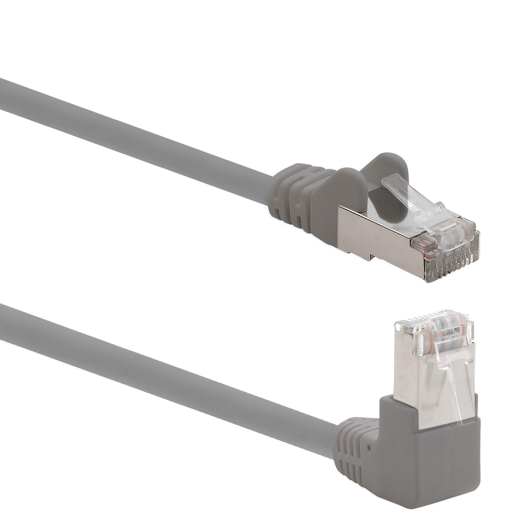 1aTTack.de 366306 Cat.6 network cable angle 90 degrees 20m - gray - 1 piece - Cat6 patch cable (SFTP PIMF) 1000Mbit/s Rj 45 connector - 1 x 20m meter gray