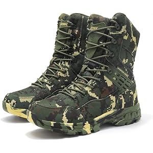 UNZHUO MAKE Men's Tactical Combat Boots: High-Top Lace-Up, Camouflage, Outdoor Hiking, Military Style