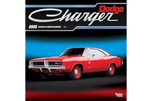 Dodge Charger OFFICIAL | 2025 12 x 24 Inch Monthly Square Wall Calendar | Foil Stamped Cover | Plastic-Free | BrownTrout | American Muscle Motor Car