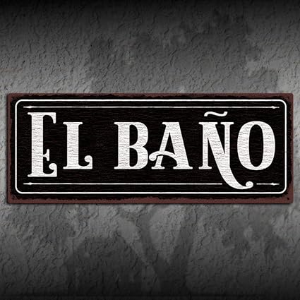 Amazon.com: EL BAÑO Metal Sign Distressed Black Rustic Metal Street