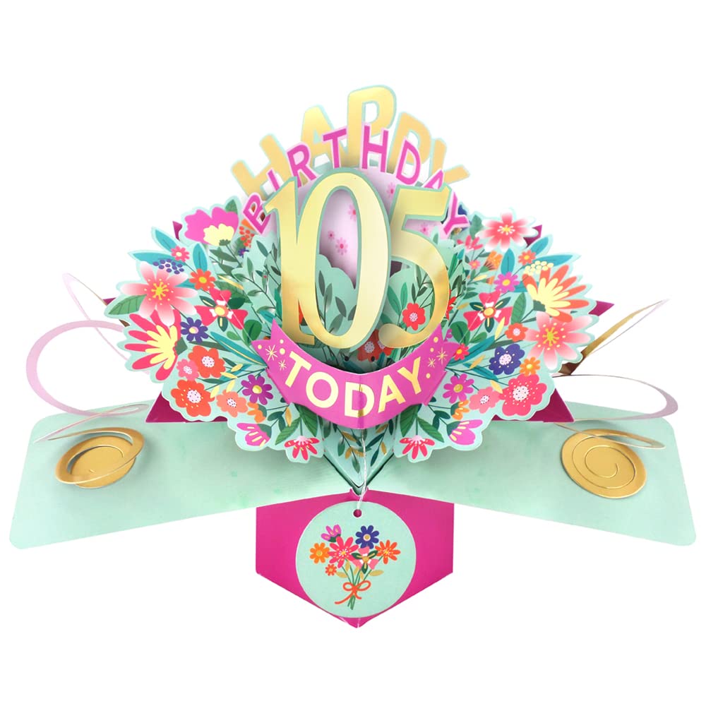 Happy 105th Birthday 105 Today Pop-Up Greeting Card Love Kate's Pop Up Cards Her POP215MC105