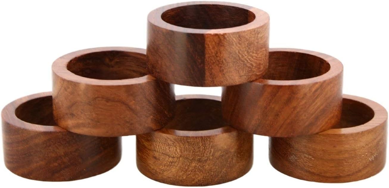 ARN Craft Handmade Wood Napkin Ring Set with 6 Napkin Rings (CW- 05-6)