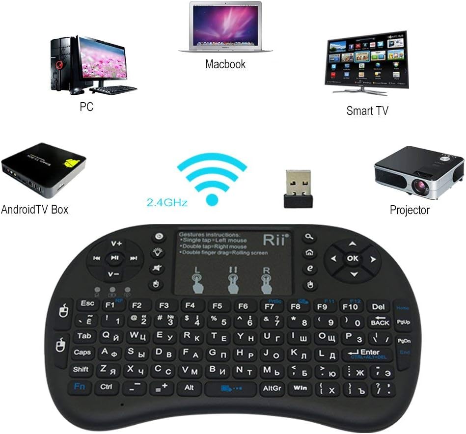 SHOPZIE Mini 2.4Ghz Wireless Touchpad Keyboard with Mouse for Pc, Pad, Xbox 360, Ps3, Google Android Tv Box, Htpc, Iptv (Black)