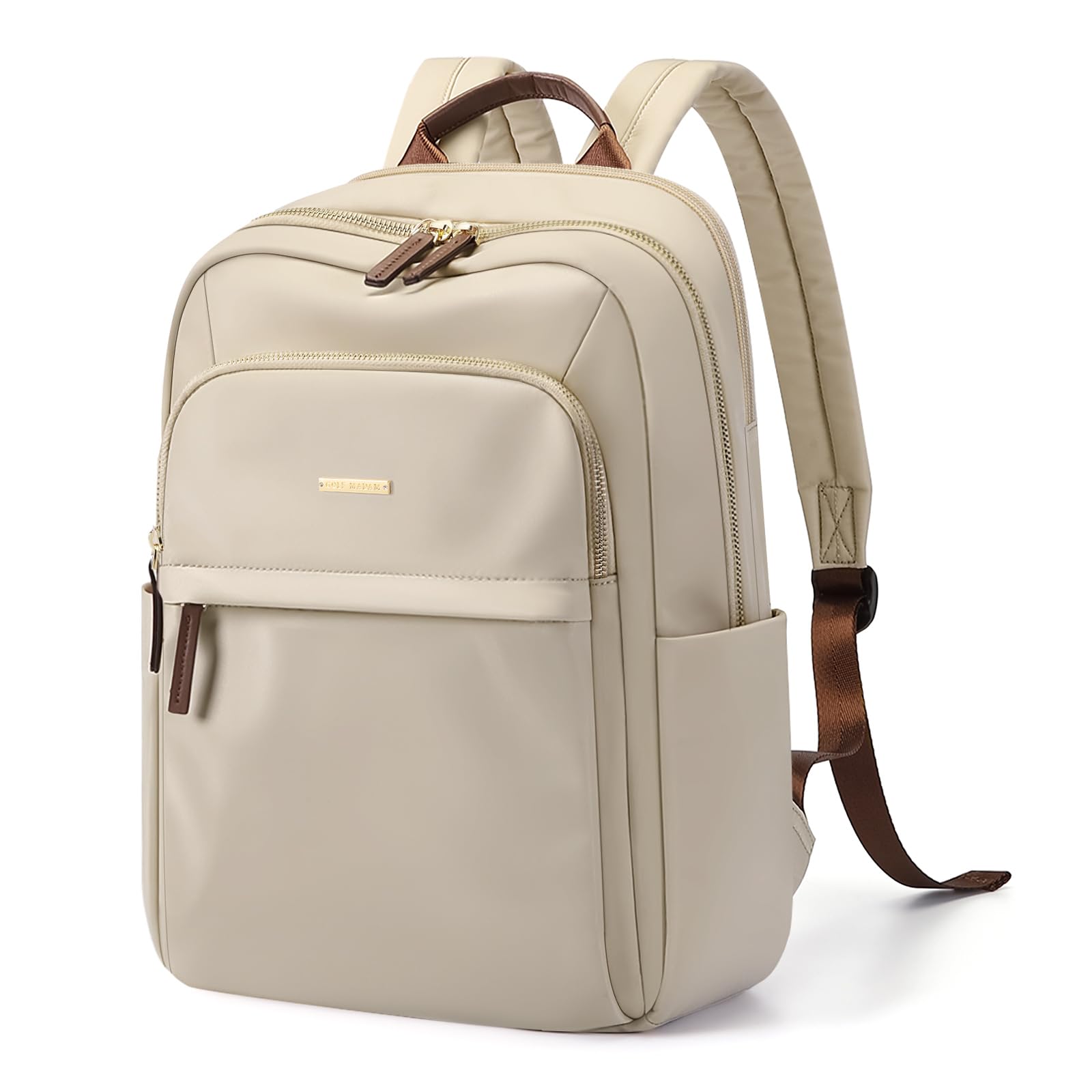 GOLF QUALITY Laptop Backpack Women, Water Resistant Rucksack Bag for Ladies with Latop Compartment, Smart Laptop Bags College Backpack Men for Uni Travel Teacher Aricot