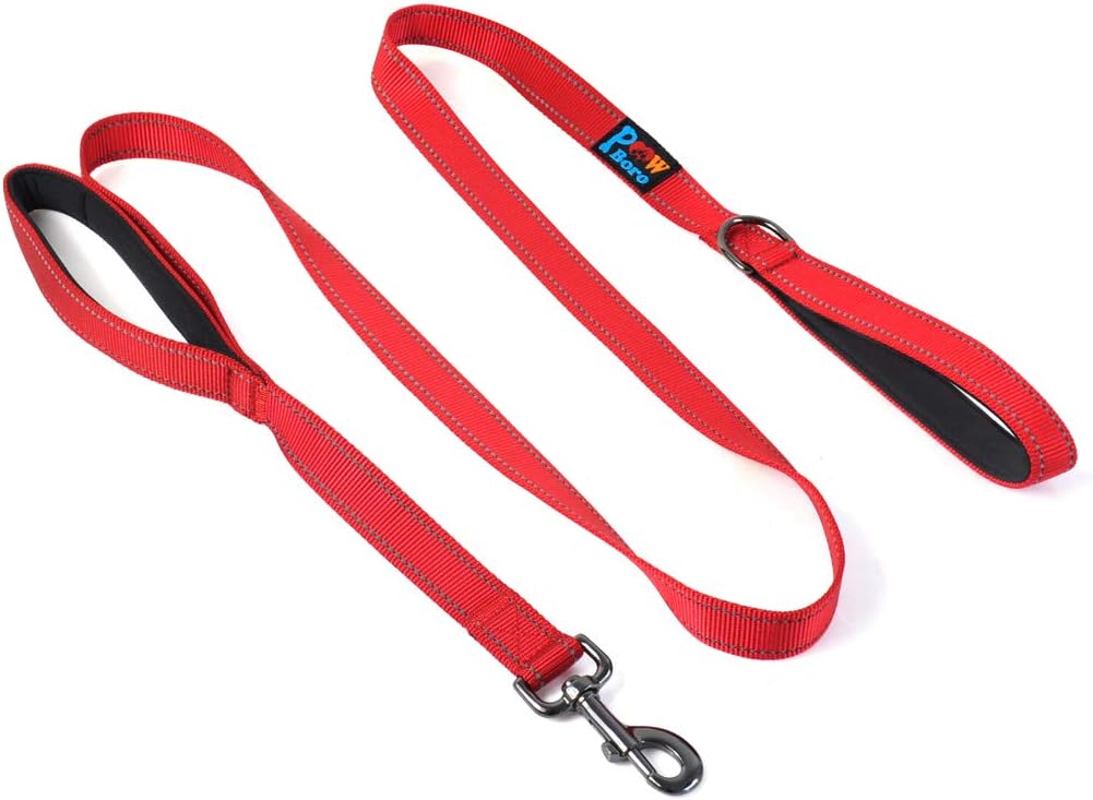 Powboro Double Handle Dog Lead, 6ft Long Traffic Padded Two Handle, Reflective Stitching