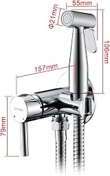 GRIFEMA Hand-Held Bidet Sprayer Solid Brass Shattaf with Wall Holder view 3
