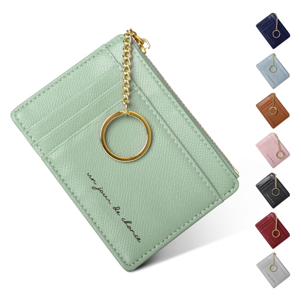 Gadom Ladies Purse, Women's Wallet RFID Blocking 8 Cards Slim Minimalist Card Holder Zipper Coin Pocket Small Change Wallet with Keyring for Cash, Cion, Card, Bill