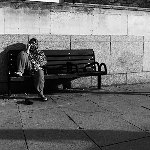 Street Photography, Black And White Photography, Wall Art, Wall Print, London Print, Tooting Bec, Asian Lady, Bench, Woman Sitting, Urban Photography