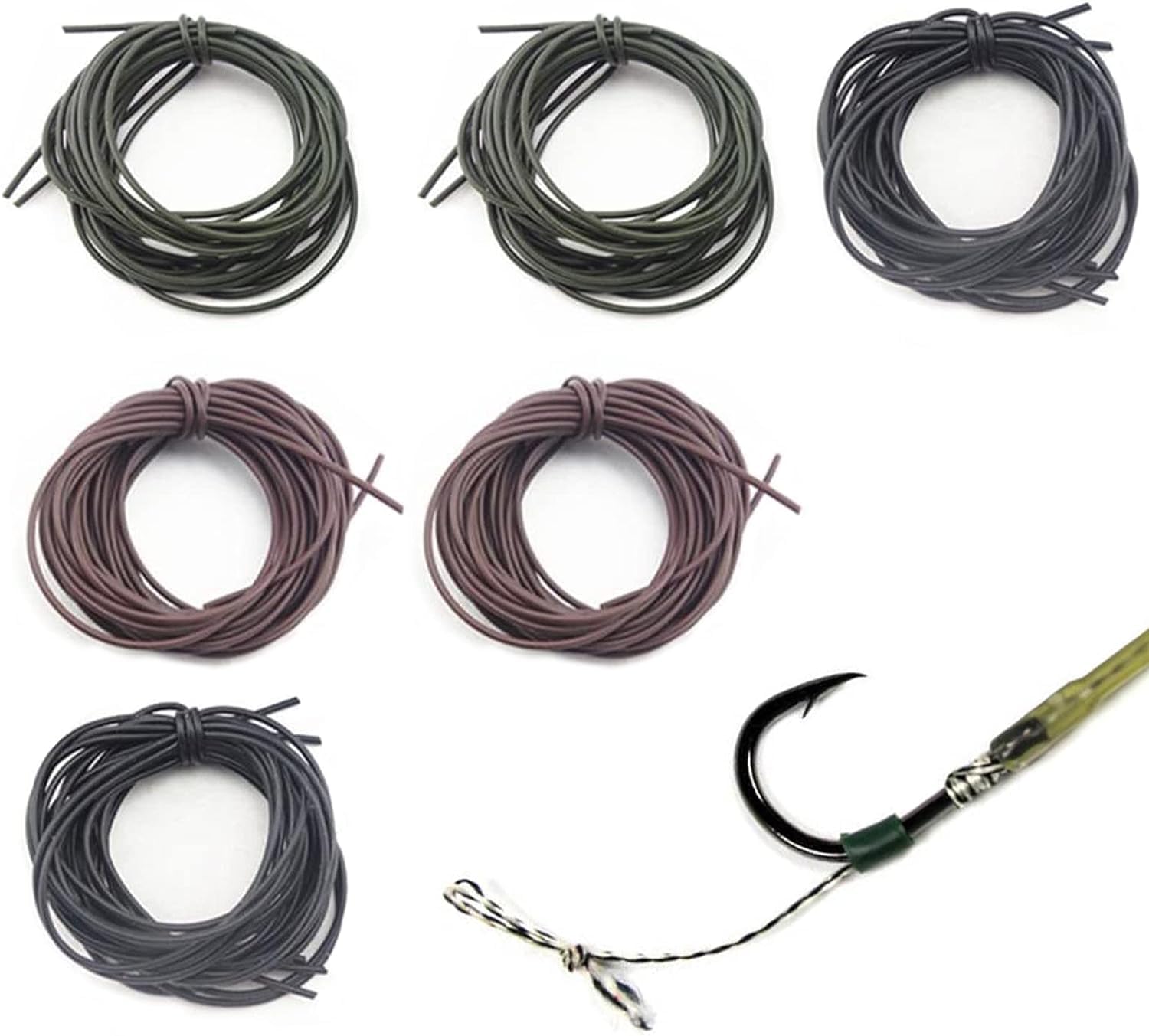 NTHAILVER 6 Pcs Fishing Silicone Rigs Tubes Rubber Tubings Fishing Soft Tube Sleeves for Carp Fishing