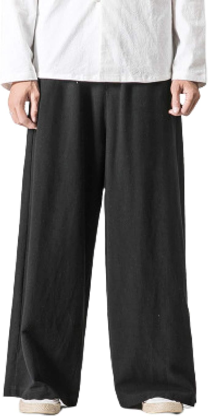 Mens Lightweight Baggy Beach Yoga Wide Leg Pants Trousers, Elastic