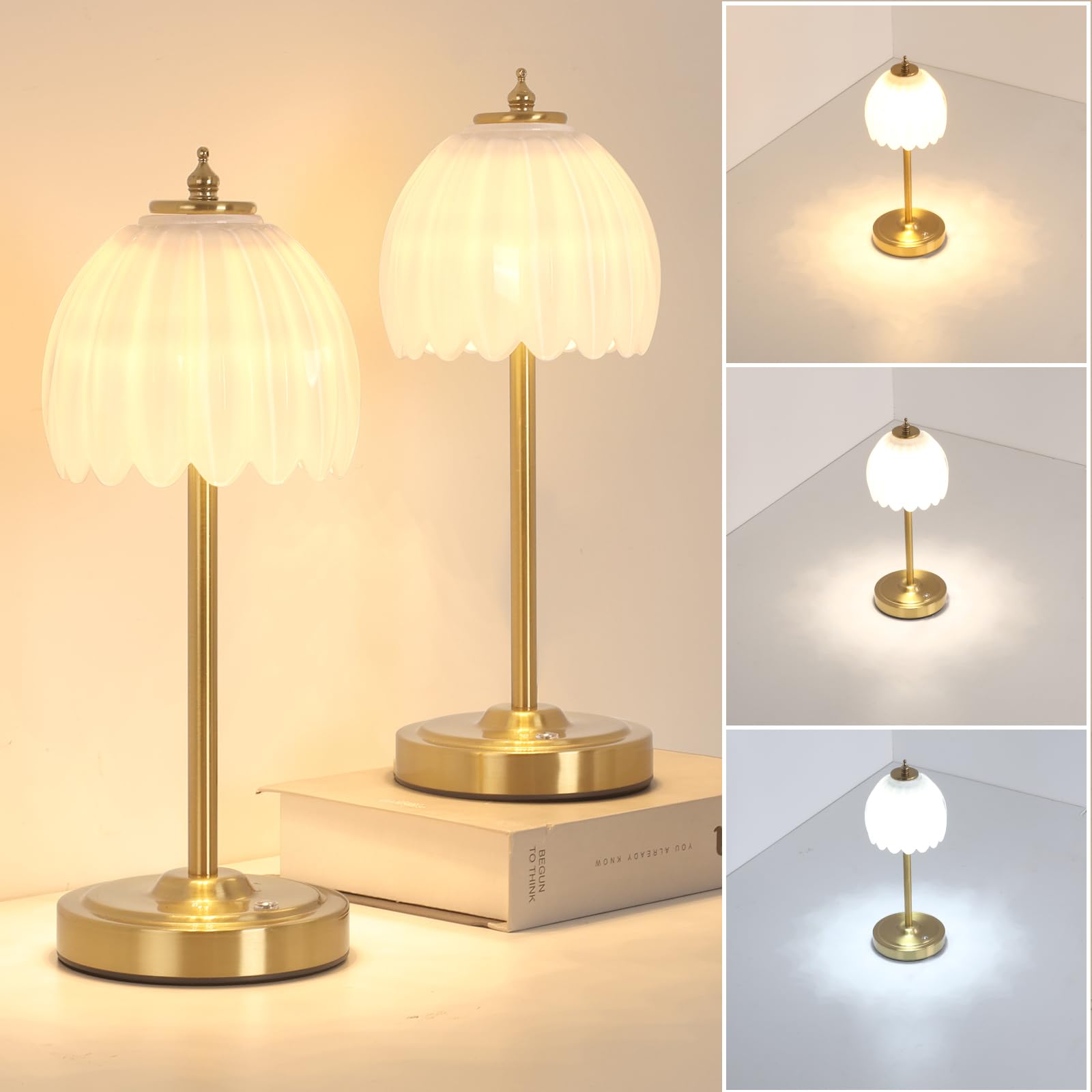 Photo 1 of * only comes with one *
Shenmoyl Set of 2 Tulip Table Lamp with 5000mAh Battery & Touch Control, Cordless Small Table Lamp with 3 Colors, Dimmable Rechargeable Table Lamps for Bedroom, Desk, Bedside (White Tulip)