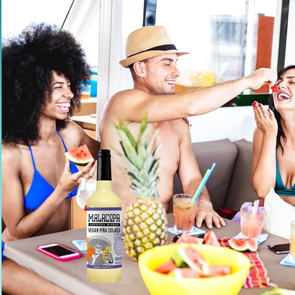 MALACOPA MIXERS VEGAN PIÑA COLADA COCKTAIL MIXERS 1 LITER – NON ALCOHOLIC DRINK, NATURAL AND FRESH INGREDIENTS, ALCOHOL FREE BEVERAGE, IDEAL FOR MOCKTAILS, MARGARITA AND WHISKEY