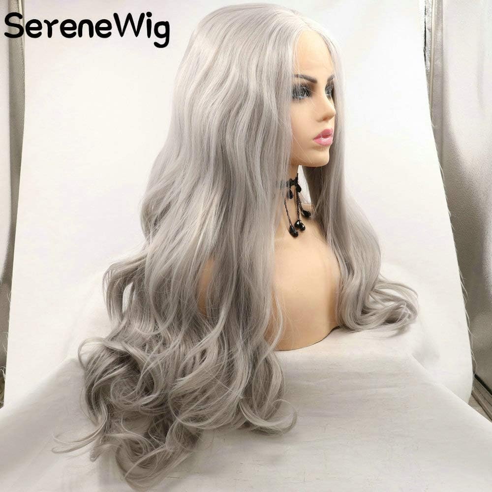 SERENEWIG 13x3" Hand-tied 60# Blonde Bob Wigs Lace Front Ice White Short Bob Wigs for White Women Cosplay Party Daily Use Synthetic Heat Resistant Fiber Hair 14" 250g Blonde Straight Neck Length Bob - Image 3