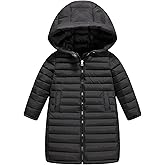 Happy Cherry Kids Long Down Coat Girls Zipper Puffer Hooded Jacket Boy's Lightweight Winter Jackets Outwear