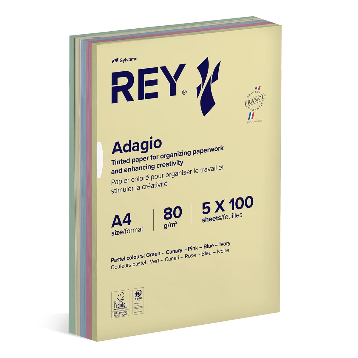 BG11919 Adagio CopierLaserInkjet Paper 80gsm A4 Ream Assorted Pastels AMP2180