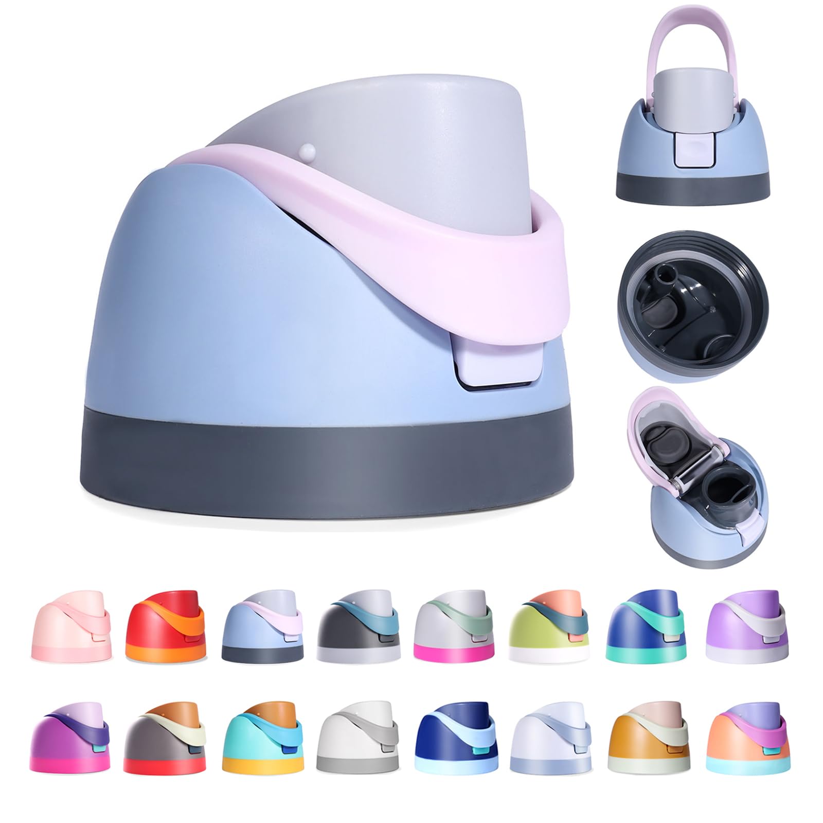 Photo 1 of Ruzkq Replacement Lid for Owala Freesip, Compatible with Owala Cup 16oz 24oz 32oz 40oz, One Button Water Bottle Top Lid Replacement Accessory, Leakproof, BPA-Free (Blue-Pink)