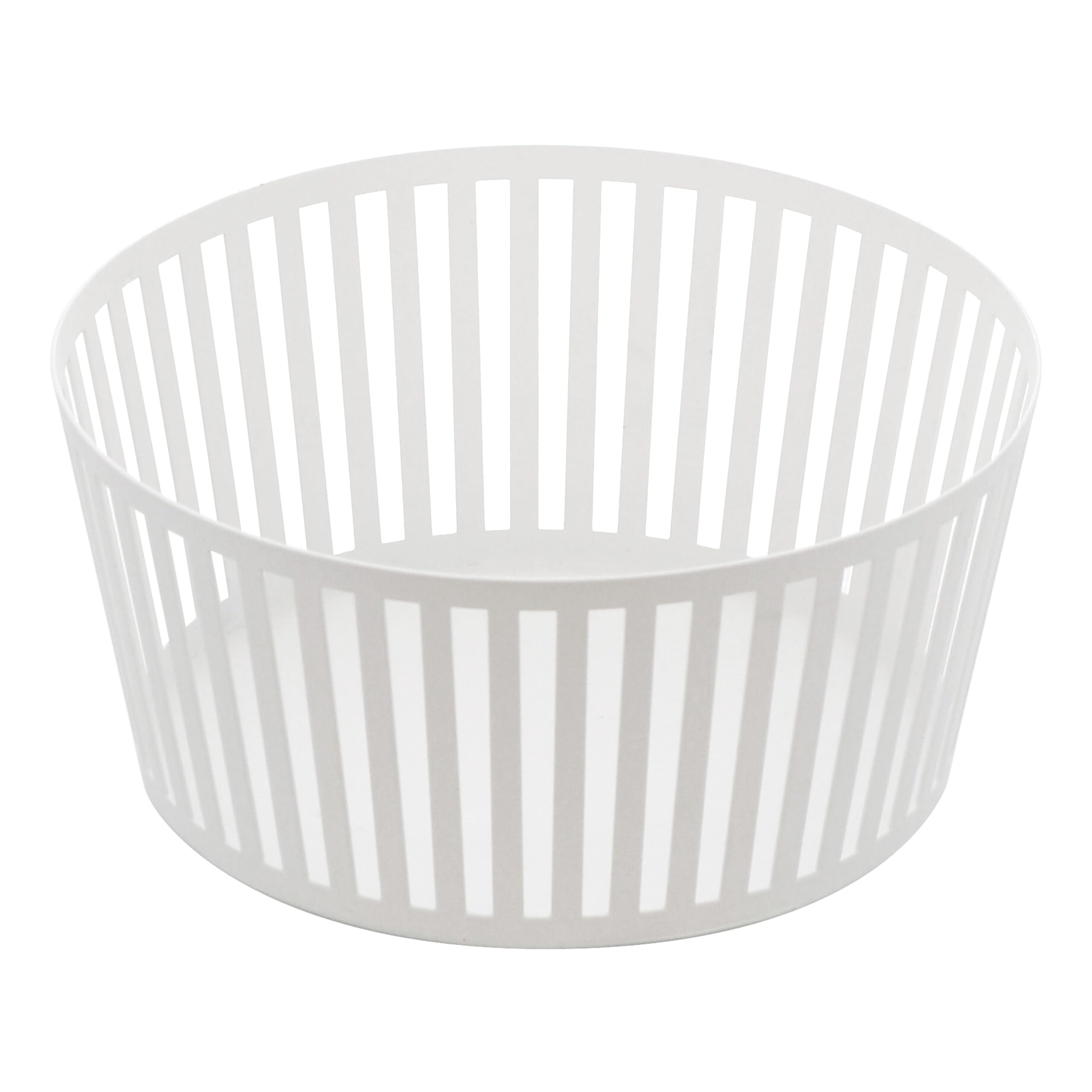 Yamazaki 3813 Tower Fruit Basket Wide, White, Steel, Minimalist, 25 x 25 x 5.5 cm