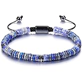 PESOENTH Mens Crystal Beaded Bracelets For Men Natural Stone Healing Crystal Anxiety Protection Bracelet Jewelry Gifts for Men Him Christmas Birthday
