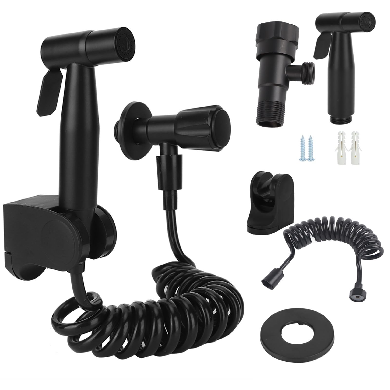 Bidet Sprayer, Handheld Bidet Sprayer Feminine Wash Sprayer Head Holder Hose Kit Black G1/2 Stainless Thread Bathroom Accessories