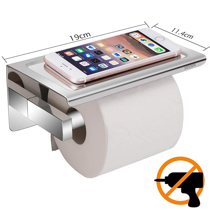 Toilettenpapierhalter Ohne Bohren, Aufisi Selbstklebend Klorollenhalter SUS304 Edelstahl Klopapierrollenhalter WC Rollenhalte