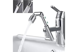 HOUTINGMAAN 1440° Swivel Faucet Extender(Updated from 1080°), Robotic Arm Faucet Aerator with Female/Male Thread, Sink Faucet Attachment with 2 Water Modes for Kitchen or Bathroom, Plastic Sink Aerator Chrome