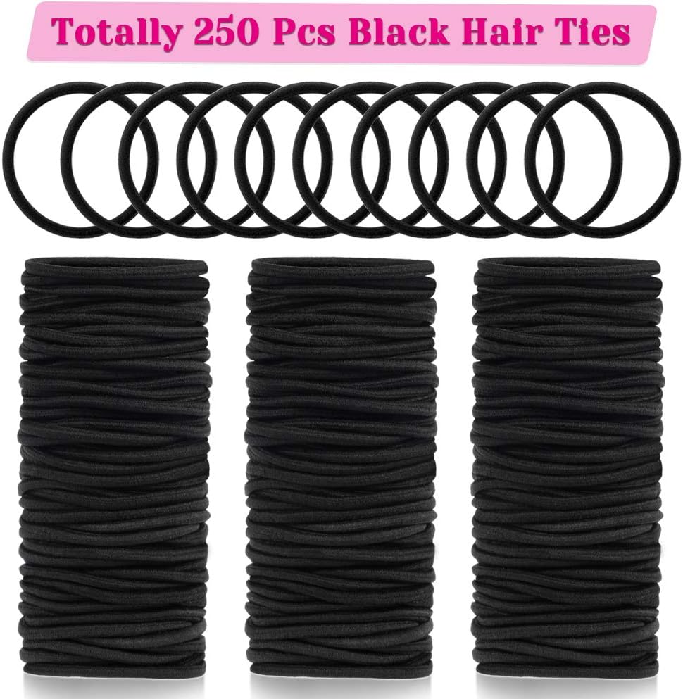 Anezus 250 Pcs 3mm Black Elastics Small Hair Ties Hair Bands Accessories for Girls, 250 count (Pack of 1) - Image 3