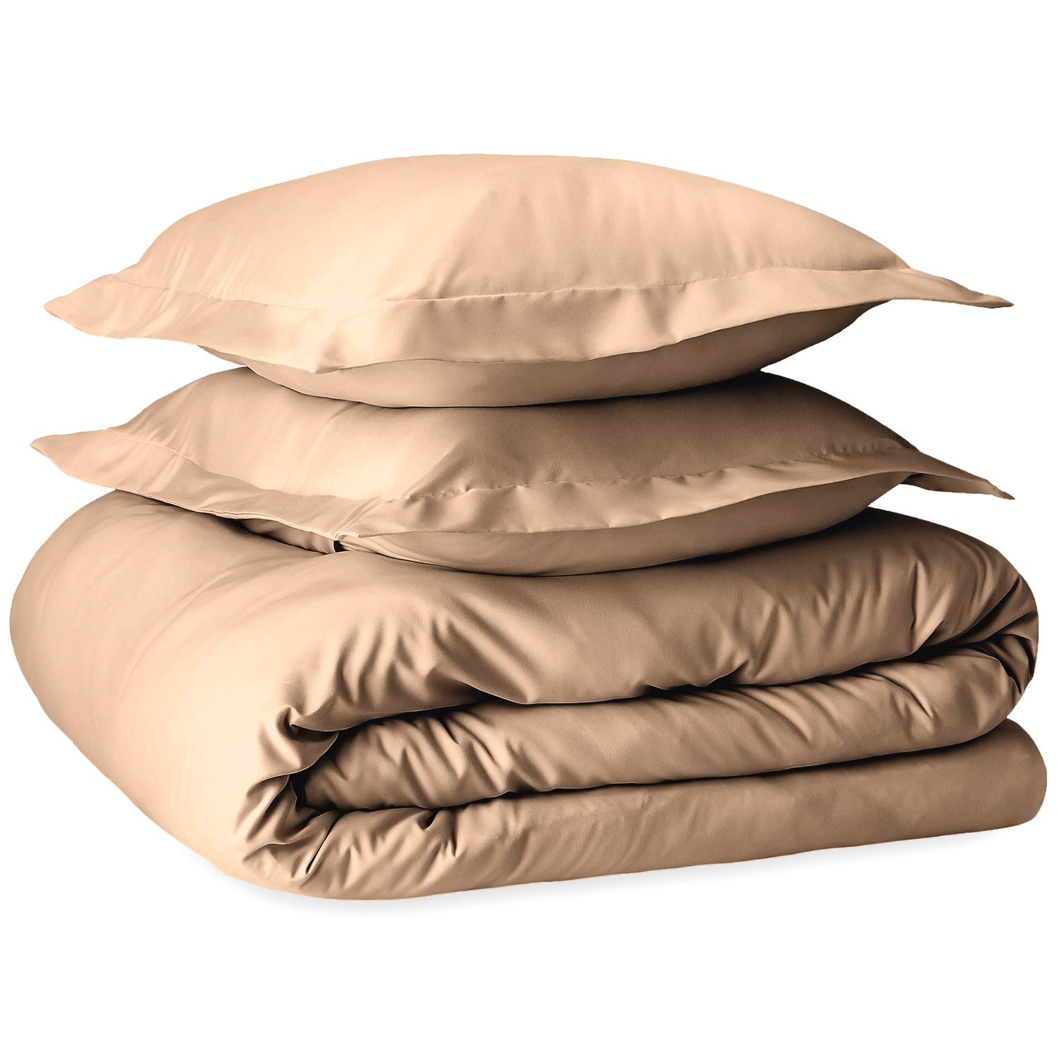 NISAKI Cotton Sateen Double-Duvet-Cover-Sets Apricot, 100% Long Staple Cotton Double Bedding Sets, Soft and Luxurious Sateen Weave with 4 Corner Ties and Hidden Button Closure (Quilt-Cover Double)