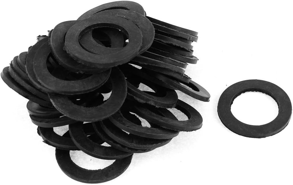 sourcing map Rubber Flat Washers 39mm OD 25mm ID 2.5mm Thickness for Faucet Pipe Water Hose Pack of 41, Black