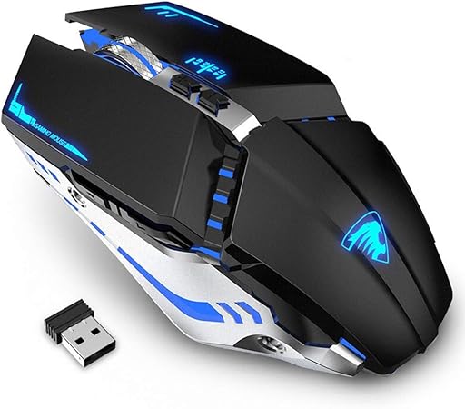 Amazon Com Tenmos T12 Wireless Gaming Mouse Rechargeable 2 4g Silent Optical Wireless Computer Mice With Changeable Led Light Compatible With Laptop Pc 7 Buttons Black Computers Accessories