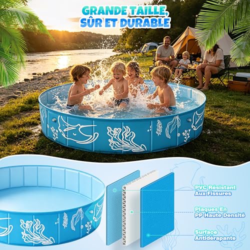 colmanda Baby Swimming Pool with Sun Shade 4 in 1 Large, 120 x 30 cm Baby Beach Tent Anti UV SPF50+ with Awning, Beach Pool, Foldable Ball Pool, Portable Beach Tent for Garden Beach