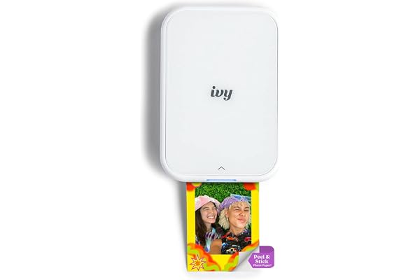 Canon Ivy 2 Mini Photo Printer, Print from Compatible iOS & Android Devices, Sticky-Back Prints, Pure White | Pocket Zink 2x3 Sticky-Back Printer, Bt 5.0 Via Canon Mini Print, Rechargeable Battery, Includes 10-Sheet Zink and USB A-C