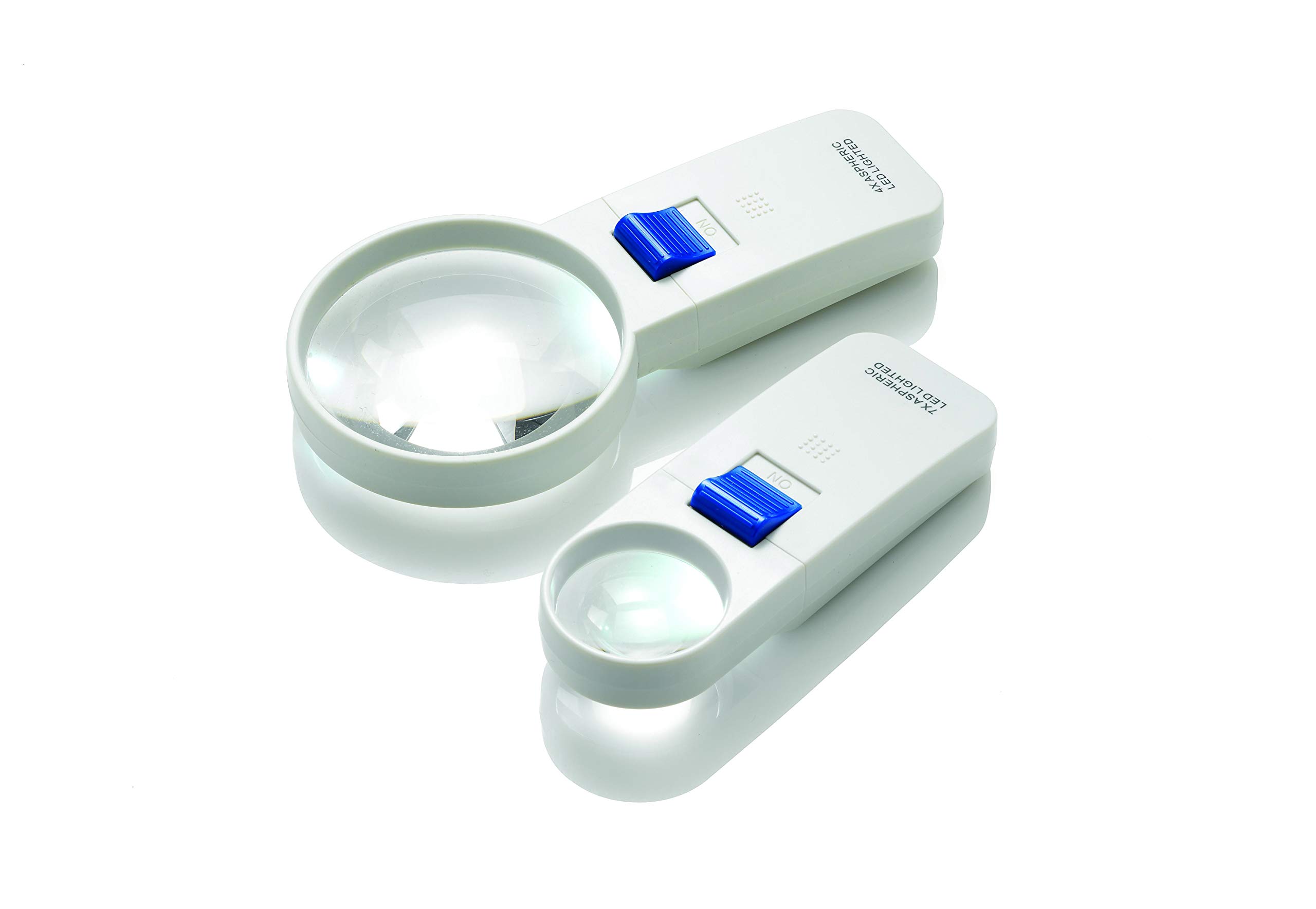 Round LED Magnifier, 4X Magnification with 75mm Lens, Hand-held Magnifier, Easy On/Off Switch, Scratch-Resistant Aspheric Lens, Provides Bright Illumination, Ideal for Close Inspection Tasks