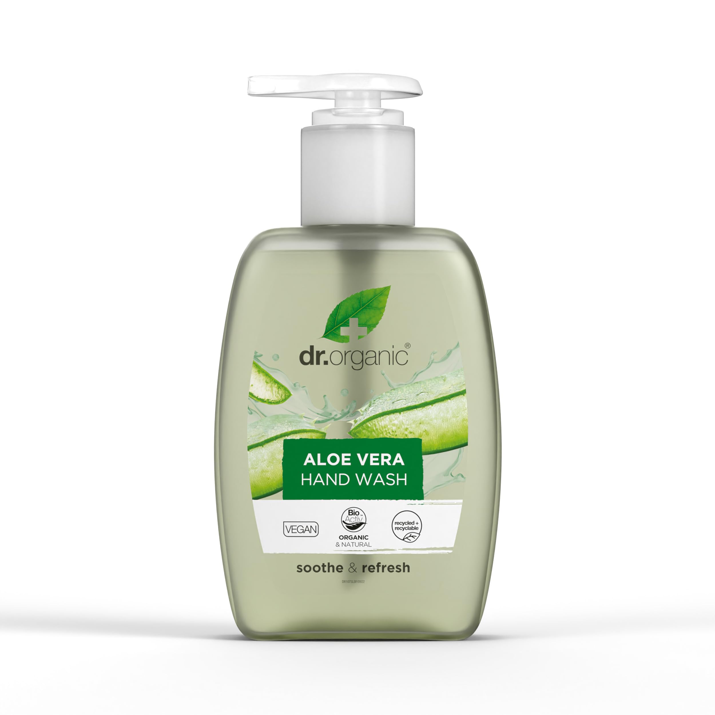 Dr Organic Aloe Vera Hand Wash, Soothing, Cleansing, Natural, Vegan, Cruelty-Free, Paraben & SLS-Free, Recycled & Recyclable, Organic, 250ml, Packaging may vary