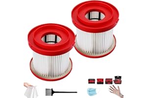 2 Pack 49-90-1900 HEPA Filter Replacement for Milwaukee M18 0780-20/0880-20 & M12 0960-20/M18 Packout 0970-20 Wet Dry Vacuums