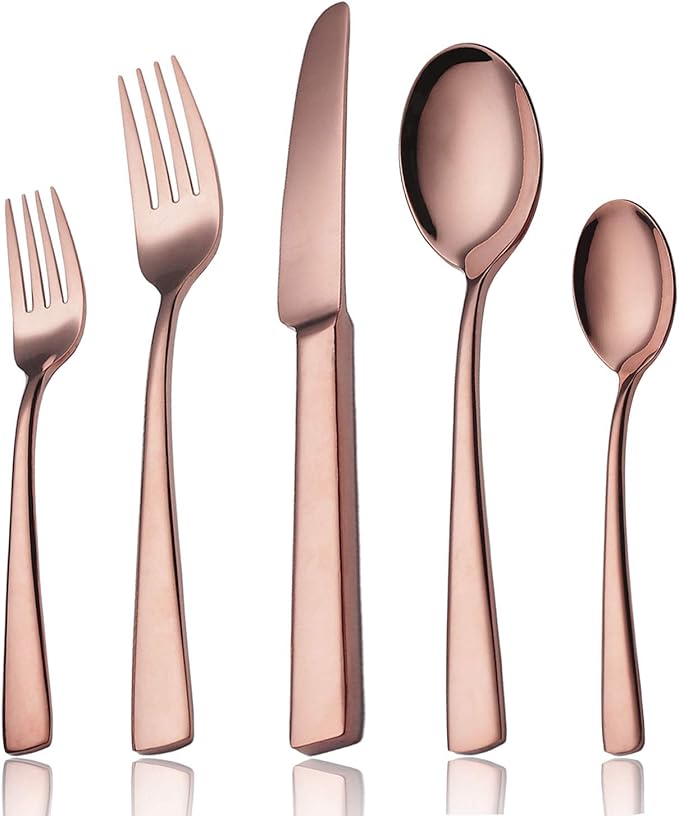 Silverware Set Rose Gold, 20 Pieces Flatware Stainless