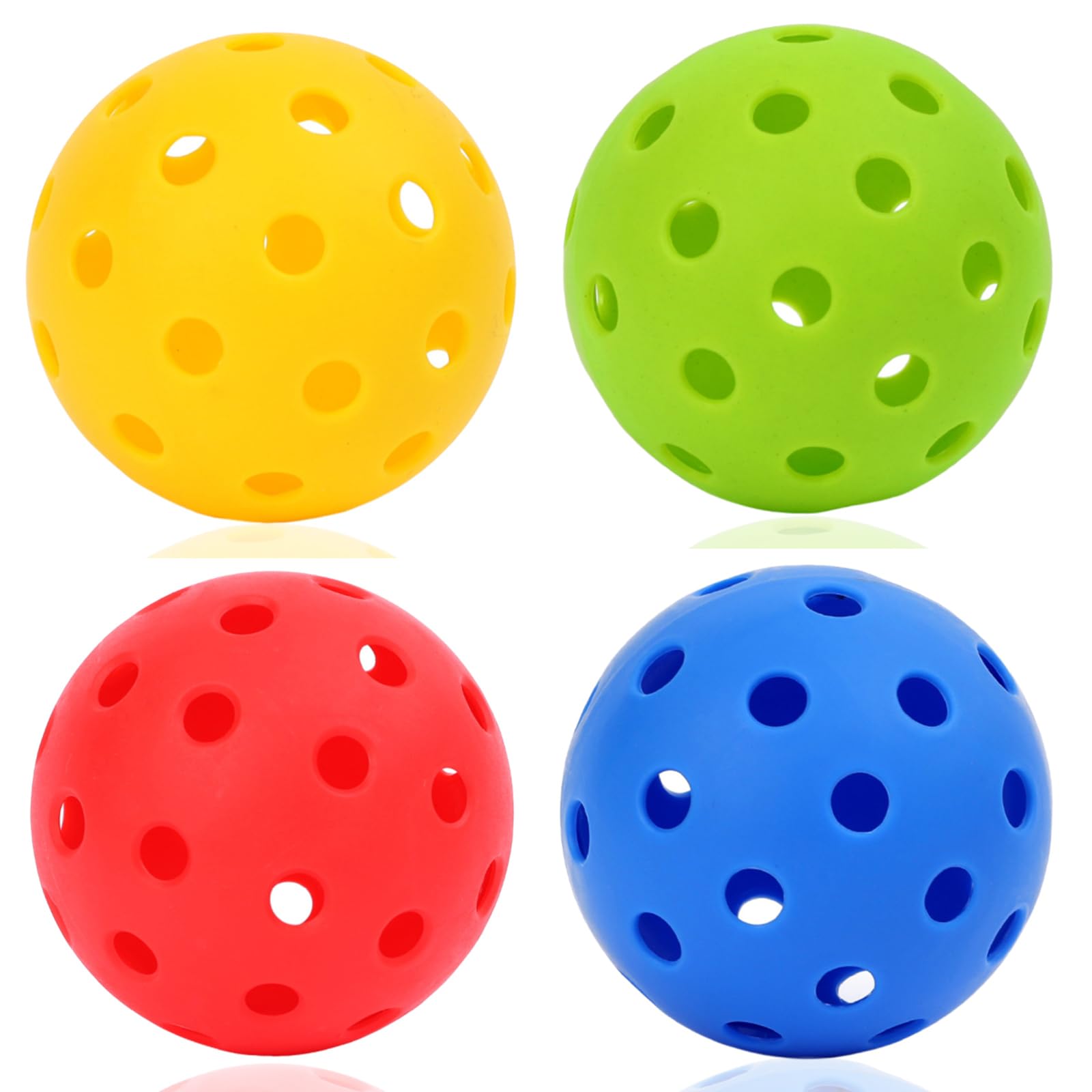 ZQuintuplian 4 Pcs Pickleball & Padel Balls - 40 Holes, 4 Colors, Outdoor & Indoor Sport, Practice & Match Play