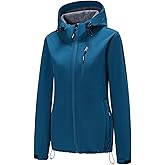 FARVALUE Womens Lightweight Softshell Jacket Hooded Waterproof Windproof Coat Fleece Lined Insulated Winbreaker Hiking