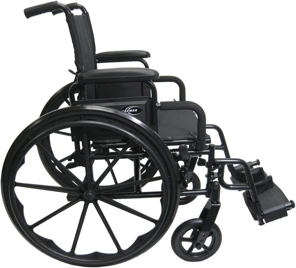 Karman Healthcare 802N-DY Aluminum Lightweight Wheelchair with Flip Back Armrests, Swing Away Footrests, Black, 16" Seat Width: Health & Personal Care