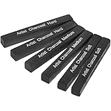 Artist Compressed Charcoal Sticks for Sketching, Drawing, Shading, Soft, Medium, Hard, Art Supplies Sketch Kits Tools, 6-Piec