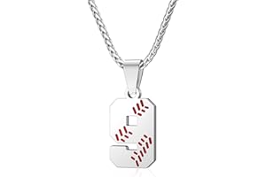 Wikavanli Personalized Baseball Jersey Number 00-99 Necklace - Stainless Steel Baseball Chain Pendant Necklace - Team Jewelry Gift for Boys, Girls, Men, Women