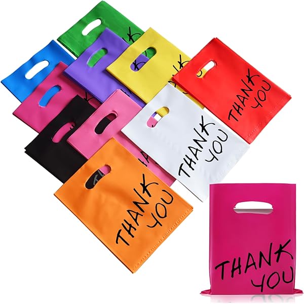 Aazon.co: Janlaugh 300 Pcs Sall Thank You Bags Bulk 6" X 8" Colorful