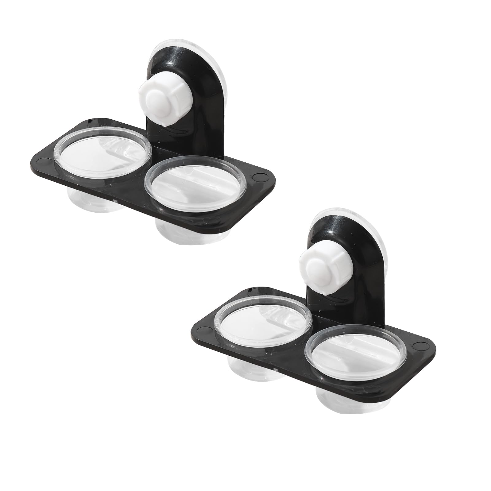 JVHLOV 2PCS Reptile Feeder, Feeding Ledge Plastic Suction Cup, Double Bowl Plastic Gecko Feeding Ledge, for Turtle Gecko Lizard Iguana Small Pets Reptiles