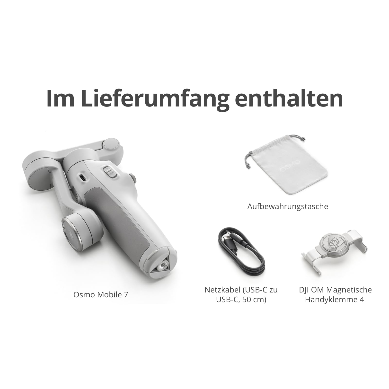 DJI Osmo Mobile 7 Gimbal-Stabilisator für iPhone, Android, integriertes Stativ, Ultraleicht, 3-Achsen-Smartphone-Gimbal, ActiveTrack 7.0, ShotGuides, EIN-klick-Bearbeitung, 10 Std. Nutzung 8
