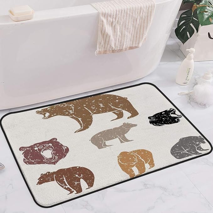 Yaoni Alfombra de baño Antideslizante, Verde y Blanco, Motivos