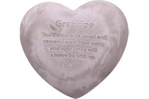 Wowser Heart Shaped Memorial Stone, Sympathy Gift, Remembrance Garden Accent, 6 Inches (Grandpa)
