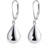 Peasimy Teardrop Leverback Earrings for Women Silver Waterdrop Teardrop Leverback Dangle Earrings Jewelry